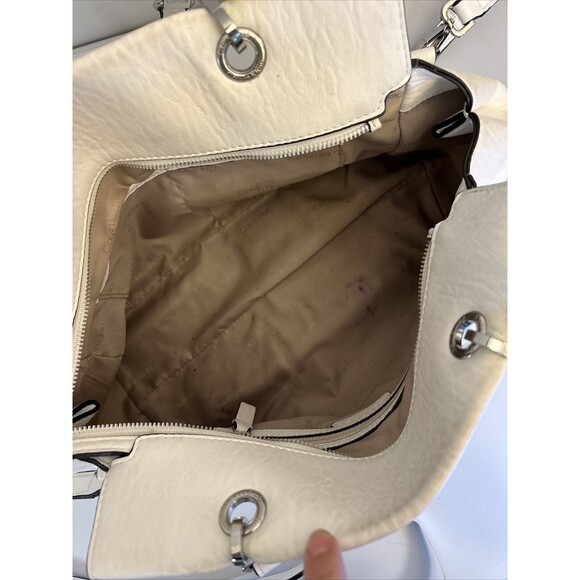 Calvin Klein White Satchel Handbag Silver Hardware Purse - Picture 13 of 15